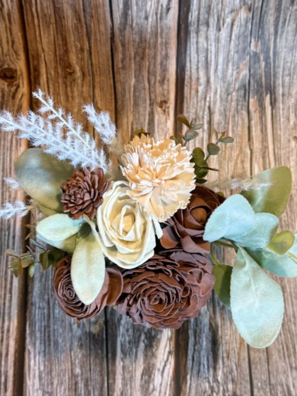 Sola Wood Brown Red Wedding Floral Table Centerpieces Set of 3 Mason Jar Decor